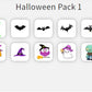 A image showing the Temporary Tattooth Halloween Pack 1. These are temporary tooth tattoos that can be applied to teeth.