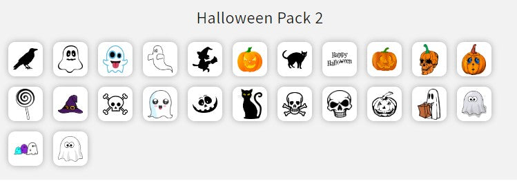 A image showing the Temporary Tattooth Halloween Pack 2. These are temporary tooth tattoos that can be applied to teeth.
