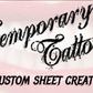 An image showing the logo for the Temporary Tattooth Custom Sheet Creator.  This small in browser application lets you select the temporary tooth tattoos that you want. 